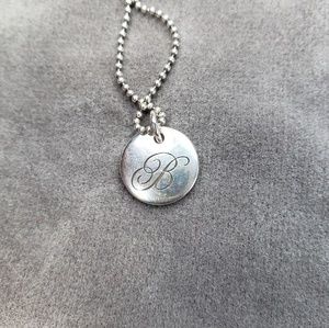 Tiffany & Co initial "B" pendant and chain